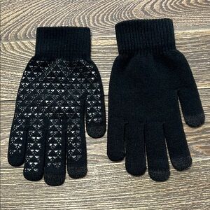 Black Knit Winter Gloves with Grip Pack of Two‎ One size fits most New
